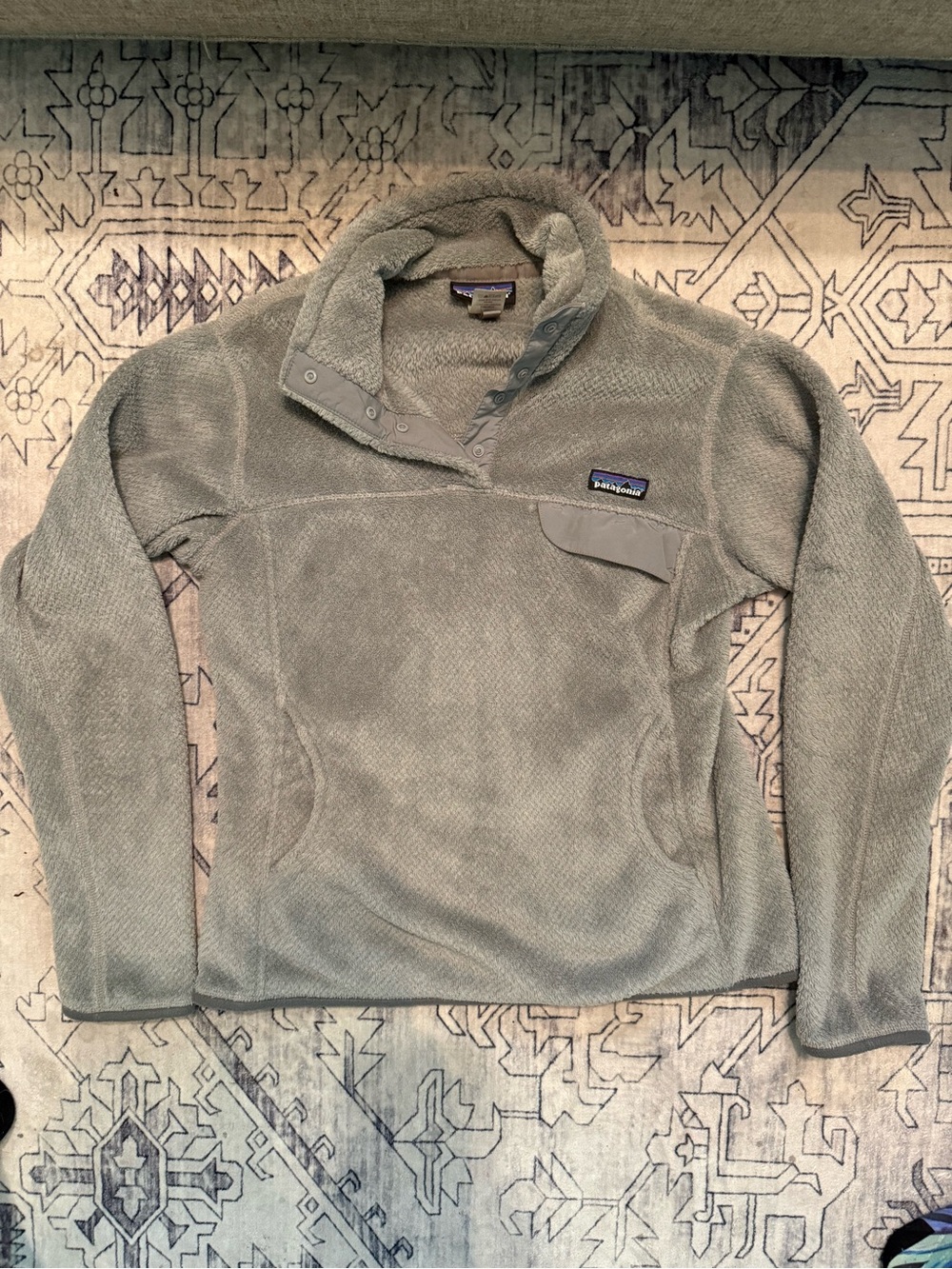 Patagonia Fleece Jacket Womens Medium Gray 1/4 Snap-T Pullover Polartec Re-Tool
